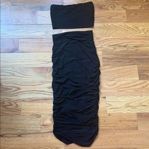 PrettyLittleThing bandeau, slinky midi dress